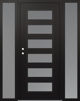 Diamond C9 68" x 80" black/white frosted Glass Panel black RHI with 2 Sidelites frosted Glass