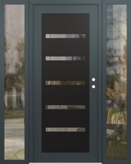 Diamond C7 64" x 80" anthracite/anthracite clear Glass Panel black LHI with 2 Sidelites clear Glass