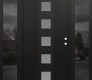 Modern Steel Front Door DIAMOND A13 68" X 80" BLACK/WHITE FROSTED GLASS PANEL BLACK LHI WITH 2 SIDELITES MIRRORED GLASS