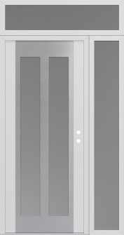 Diamond C14 50" x 96" white/white frosted Glass Panel stainless steel LHI with Sidelite and Transom frosted Glass