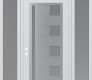 Modern Steel Front Door Diamond C3 68" x 96" white/white frosted Glass Panel stainless steel RHI with 2 Sidelites and Transom frosted Glass