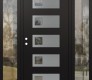 Modern Steel Front Door Diamond D2 68" x 80" black/black clear Glass Panel stainless steel RHI with 2 Sidelites clear Glass