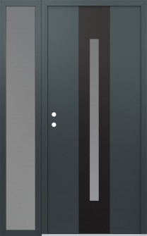 DIAMOND A2 50" X 80" ANTHRACITE/ANTHRACITE FROSTED GLASS PANEL BLACK RHI WITH SIDELITE FROSTED GLASS