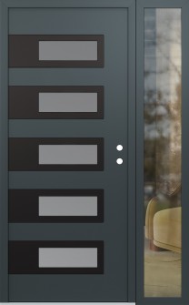 Diamond D3 48" x 80" anthracite/anthracite frosted Glass Panel black LHI with Sidelite clear Glass