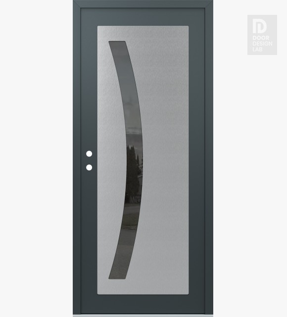 Modern Steel Front Door Diamond C4 36" x 80" anthracite/anthracite mirrored Glass Panel stainless steel RHI