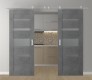 DOUBLE BARN DOOR AVON 07-03 VETRO DARK URBAN 64" X 96" X 1 3/4" STAINLESS STEEL HARDWARE