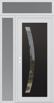 Diamond C4 50" x 96" white/white clear Glass Panel black RHI with Sidelite and Transom frosted Glass