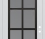 Modern Steel Front Door Diamond C16 36" x 96" white/white frosted Glass Panel black LHI with Transom frosted Glass