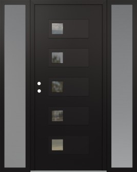 Diamond D2 68" x 80" black/black clear Glass Panel black RHI with 2 Sidelites frosted Glass