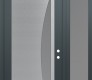 Modern Steel Front Door Diamond C13 52" x 96" anthracite/anthracite frosted Glass Panel stainless steel LHI with Sidelite and Transom frosted Glass