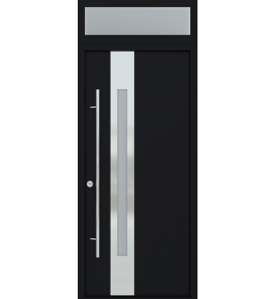 MODERN FRONT STEEL DOOR ZEPHYR BLACK/WHITE 37 7/16" X 95 11/16" RIGHT HAND INSWING with TRANSOM