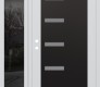 Modern Steel Front Door Diamond C8 52" x 80" white/white frosted Glass Panel black RHI with Sidelite mirrored Glass