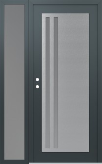 Diamond C6 50" x 80" anthracite/anthracite frosted Glass Panel stainless steel RHI with Sidelite frosted Glass