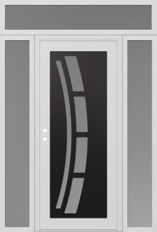 Diamond C12 60" x 96" white/white frosted Glass Panel black RHI with 2 Sidelites and Transom frosted Glass