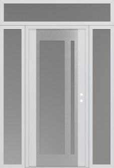 Diamond C15 60" x 96" white/white frosted Glass Panel stainless steel LHI with 2 Sidelites and Transom frosted Glass