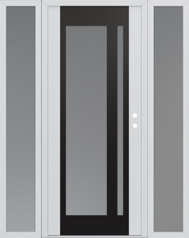 Diamond C15 64" x 80" white/white frosted Glass Panel black LHI with 2 Sidelites frosted Glass
