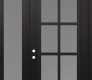 Modern Steel Front Door Diamond C16 48" x 96" black/white frosted Glass Panel black RHI with Sidelite and Transom frosted Glass