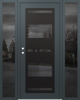 Diamond C10 68" x 80" anthracite/anthracite mirrored Glass Panel black RHI with 2 Sidelites mirrored Glass