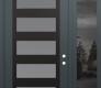 Modern Steel Front Door Diamond C9 50" x 96" anthracite/anthracite frosted Glass Panel black LHI with Sidelite and Transom mirrored Glass