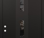 Modern Steel Front Door DIAMOND A7 36" X 96" BLACK/BLACK MIRRORED GLASS PANEL BLACK RHI WITH TRANSOM MIRRORED GLASS