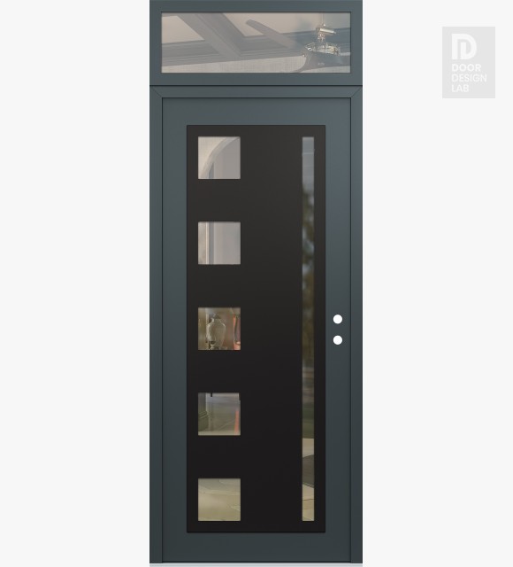 Modern Steel Front Door Diamond C3 36" x 96" anthracite/anthracite clear Glass Panel black LHI with Transom clear Glass
