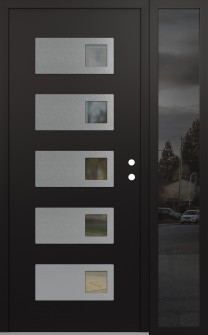 Diamond D2 48" x 80" black/black clear Glass Panel stainless steel LHI with Sidelite mirrored Glass