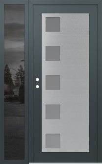 Diamond C5 52" x 80" anthracite/anthracite frosted Glass Panel stainless steel RHI with Sidelite mirrored Glass