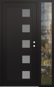 Diamond C5 52" x 80" black/white frosted Glass Panel black LHI with Sidelite clear Glass