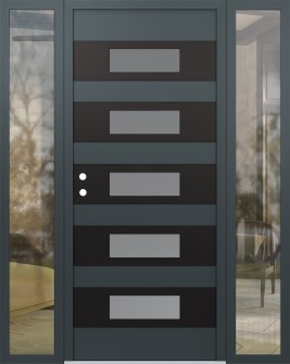 Diamond D5 60" x 80" anthracite/anthracite frosted Glass Panel black RHI with 2 Sidelites clear Glass