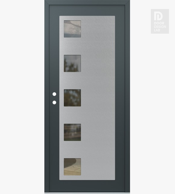 Modern Steel Front Door Diamond C5 36" x 80" anthracite/anthracite clear Glass Panel stainless steel RHI