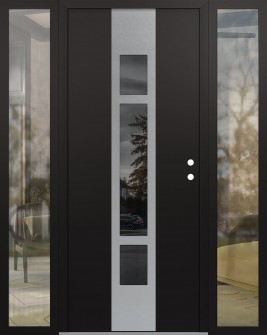 DIAMOND A9 60" X 80" BLACK/BLACK MIRRORED GLASS PANEL STAINLESS STEEL LHI WITH 2 SIDELITES CLEAR GLASS