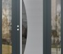 Modern Steel Front Door Diamond C13 60" x 80" anthracite/anthracite mirrored Glass Panel stainless steel RHI with 2 Sidelites clear Glass