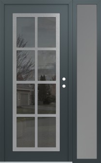 Diamond C16 52" x 80" anthracite/anthracite mirrored Glass Panel stainless steel LHI with Sidelite frosted Glass