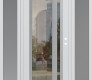 Modern Steel Front Door Diamond C15 68" x 80" white/white clear Glass Panel stainless steel LHI with 2 Sidelites frosted Glass
