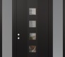 Modern Steel Front Door DIAMOND A13 64" X 96" BLACK/BLACK CLEAR GLASS PANEL BLACK RHI WITH 2 SIDELITES AND TRANSOM FROSTED GLASS