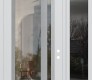 Modern Steel Front Door Diamond C15 52" x 96" white/white clear Glass Panel stainless steel LHI with Sidelite and Transom mirrored Glass