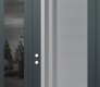 Modern Steel Front Door Diamond C6 50" x 96" anthracite/anthracite frosted Glass Panel stainless steel RHI with Sidelite and Transom mirrored Glass