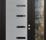 Modern Steel Front Door Diamond C8 50" x 96" black/black mirrored Glass Panel stainless steel LHI with Sidelite and Transom clear Glass