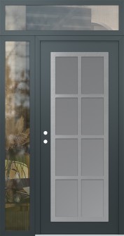 Diamond C16 52" x 96" anthracite/anthracite frosted Glass Panel stainless steel RHI with Sidelite and Transom clear Glass