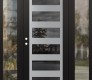 Modern Steel Front Door Diamond C9 68" x 80" black/black mirrored Glass Panel stainless steel RHI with 2 Sidelites clear Glass