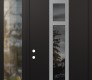 Modern Steel Front Door DIAMOND A9 48" X 96" BLACK/BLACK MIRRORED GLASS PANEL STAINLESS STEEL RHI WITH SIDELITE AND TRANSOM CLEAR GLASS