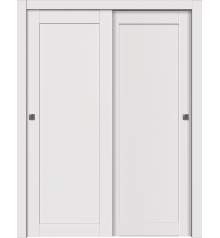 Shaker 1 Panel Snow White Bypass doors