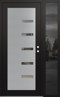 Diamond C8 50" x 80" black/black clear Glass Panel stainless steel LHI with Sidelite mirrored Glass
