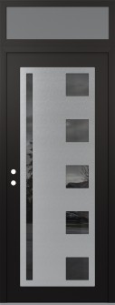 Diamond C3 36" x 96" black/black mirrored Glass Panel stainless steel RHI with Transom frosted Glass