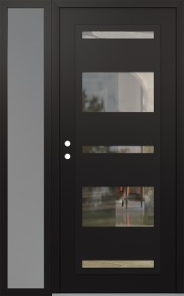Diamond C10 50" x 80" black/black clear Glass Panel black RHI with Sidelite frosted Glass