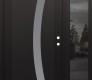 Modern Steel Front Door Diamond C4 48" x 80" black/white frosted Glass Panel black LHI with Sidelite mirrored Glass