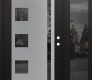 Modern Steel Front Door Diamond C3 48" x 80" black/black mirrored Glass Panel stainless steel LHI with Sidelite mirrored Glass