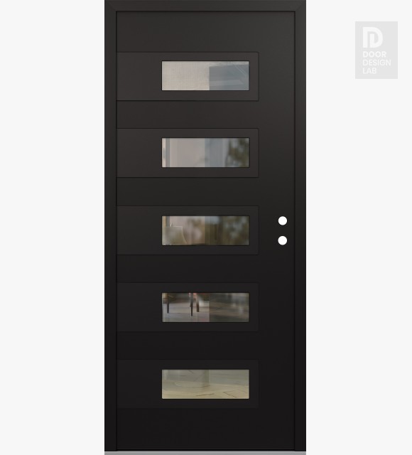 Modern Steel Front Door Diamond D3 36" x 80" black/black clear Glass Panel black LHI