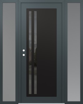 Diamond C6 68" x 80" anthracite/anthracite mirrored Glass Panel black RHI with 2 Sidelites frosted Glass