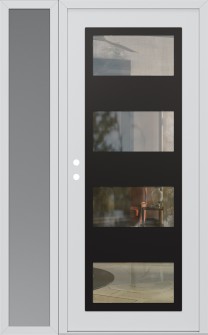 Diamond C2 48" x 80" white/white clear Glass Panel black RHI with Sidelite frosted Glass